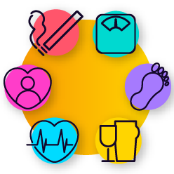 Icons representing the integrated elements of an integrated service