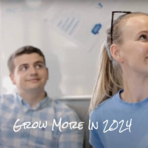 A young man and woman gazing upwards