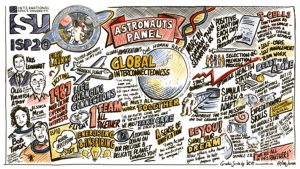 Students and viewers taking part in an online global space education programme.