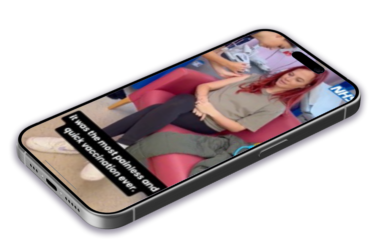 A mobile phone with a video social media post