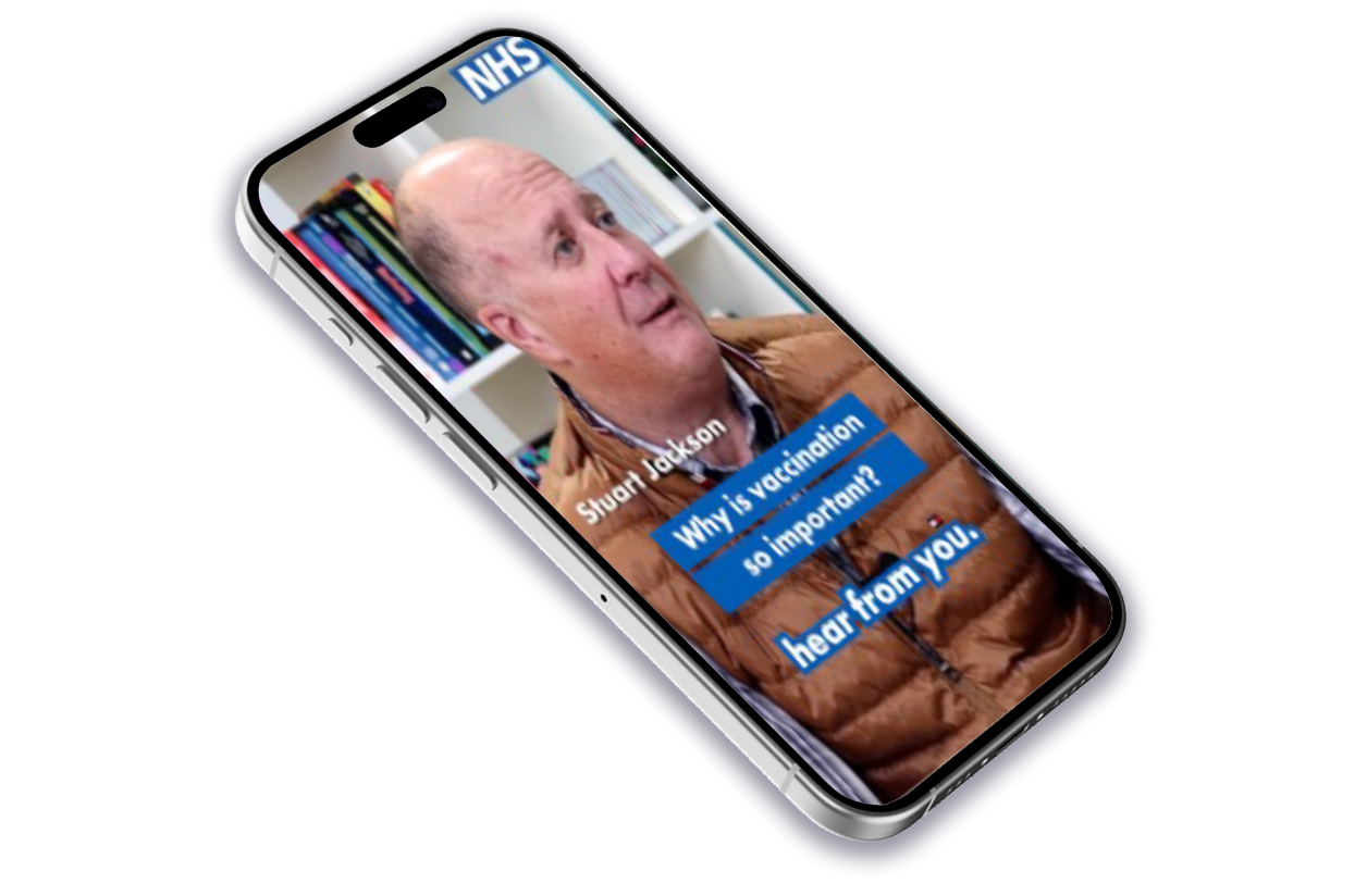 Vaccination video post on a mobile phone