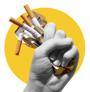 Hand Crushing a Packet of cigarettes